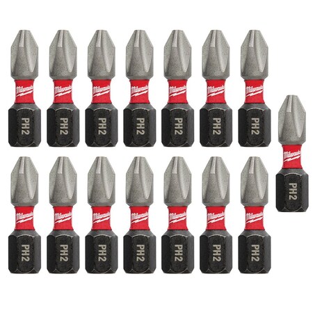 Milwaukee Tool SHOCKWAVE Phillips #2 Insert Bit, 15PK 48-32-5003